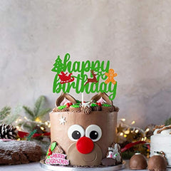 Christmas Birthday Cake Topper Happy Birthday Sign Cake Decorations