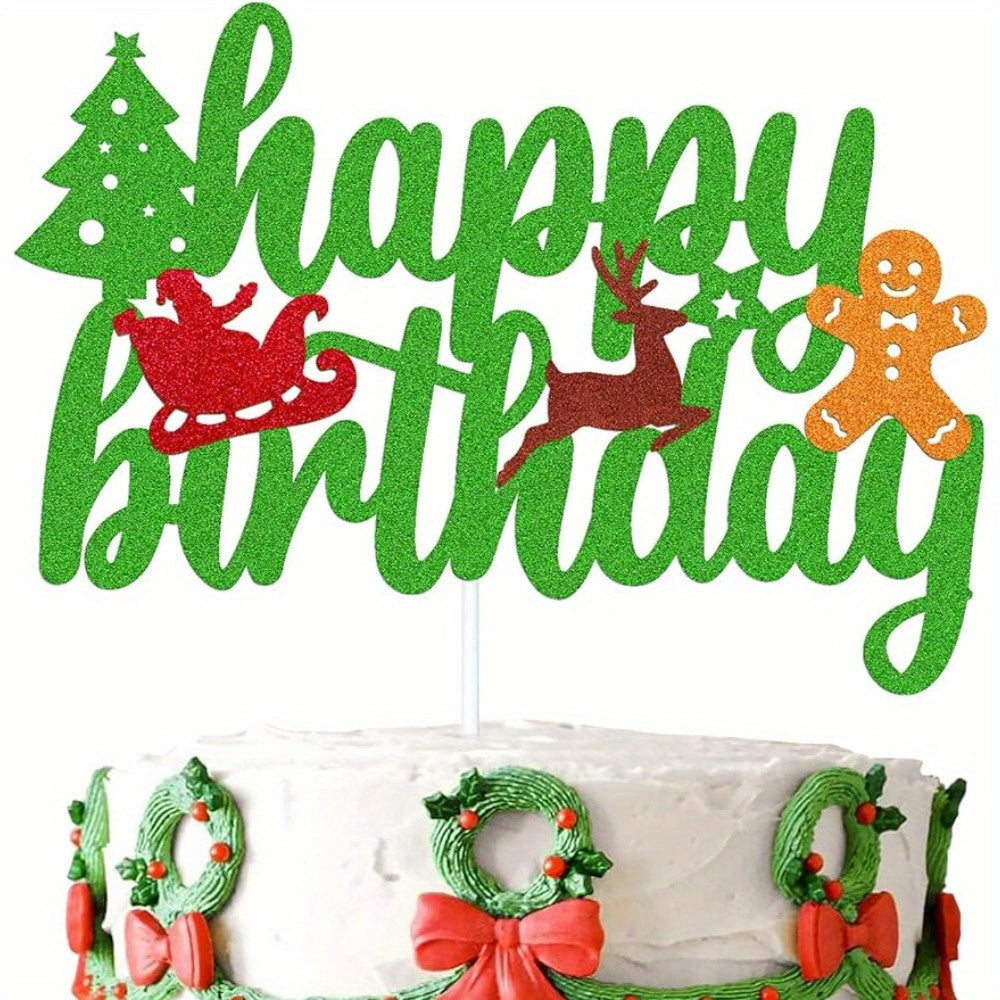 Christmas Birthday Cake Topper Happy Birthday Sign Cake Decorations