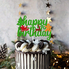 Christmas Birthday Cake Topper Happy Birthday Sign Cake Decorations