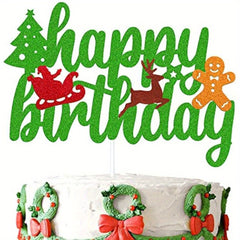 Christmas Birthday Cake Topper Happy Birthday Sign Cake Decorations