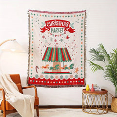 Christmas Decoration Tassel Blanket Multifunctional Picnic Tapestry Carpet