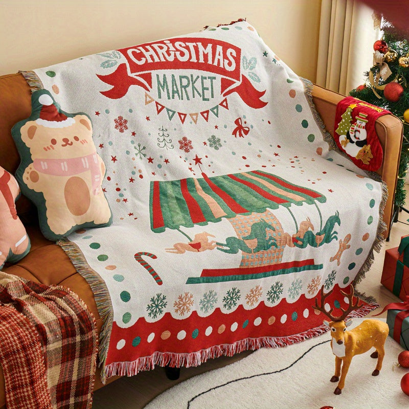 Christmas Decoration Tassel Blanket Multifunctional Picnic Tapestry Carpet