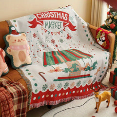 Christmas Decoration Tassel Blanket Multifunctional Picnic Tapestry Carpet