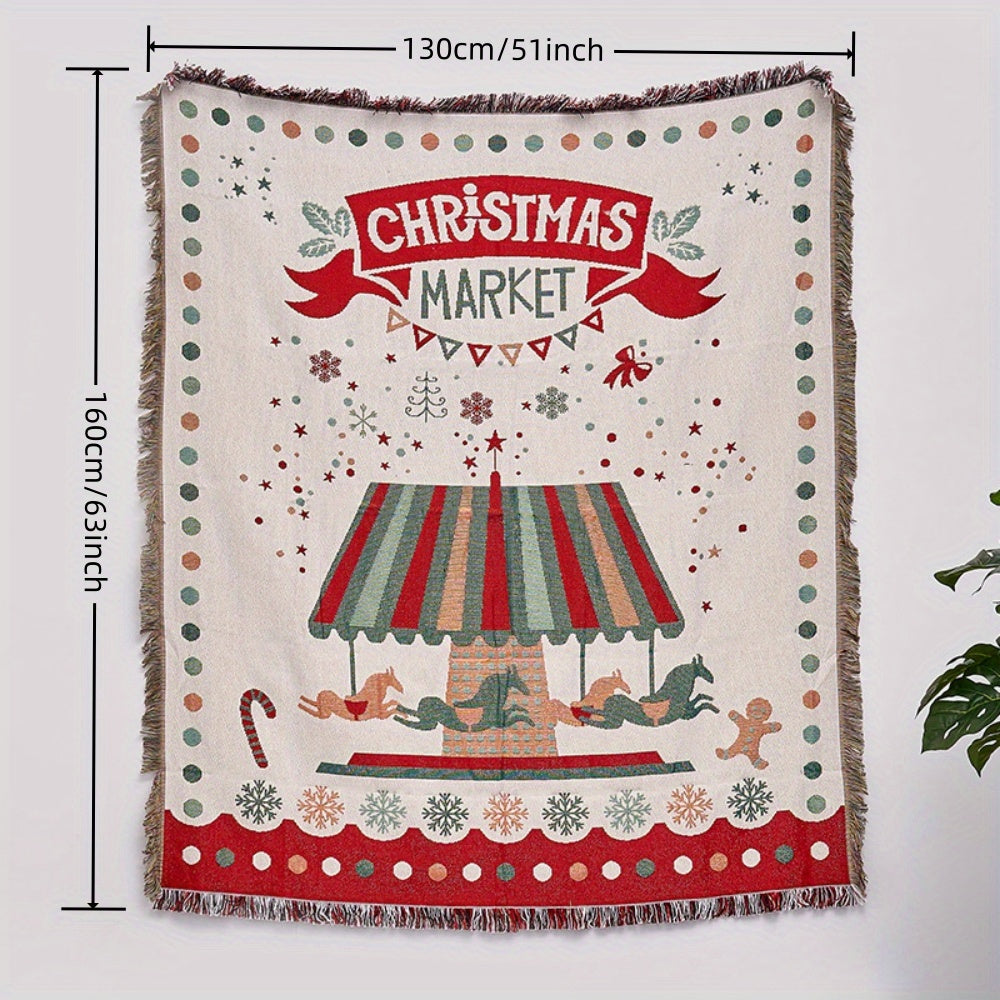 Christmas Decoration Tassel Blanket Multifunctional Picnic Tapestry Carpet