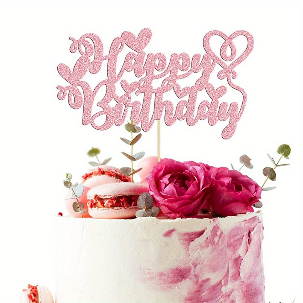 Love Heart Glitter Cake Topper Birthday Party