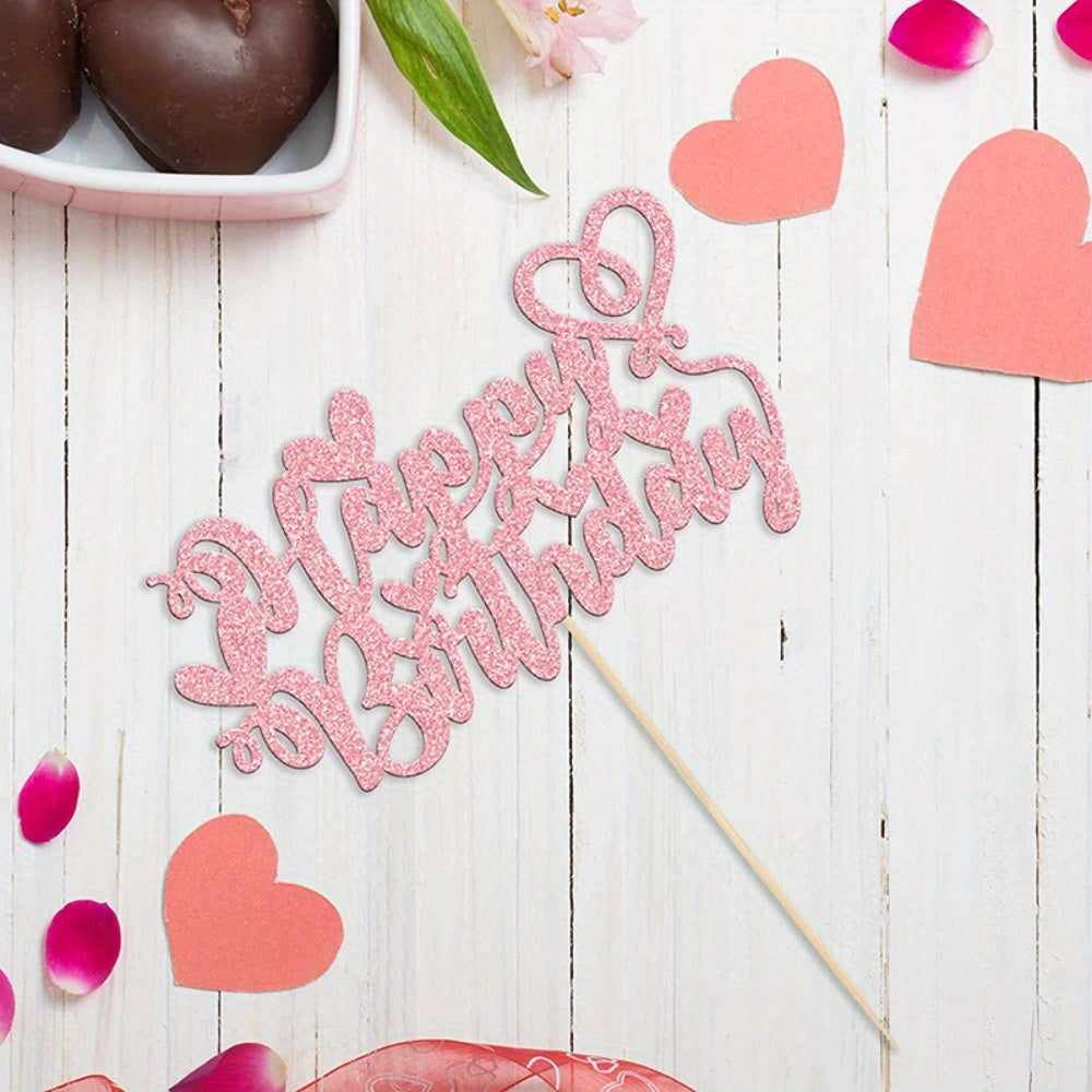 Love Heart Glitter Cake Topper Birthday Party