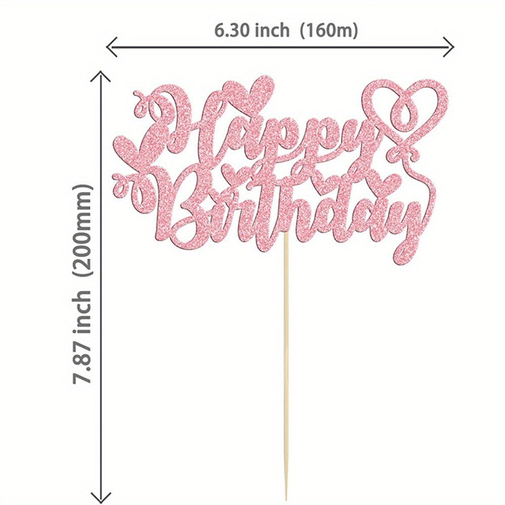 Love Heart Glitter Cake Topper Birthday Party