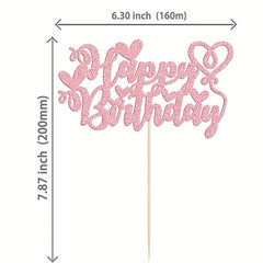 Love Heart Glitter Cake Topper Birthday Party