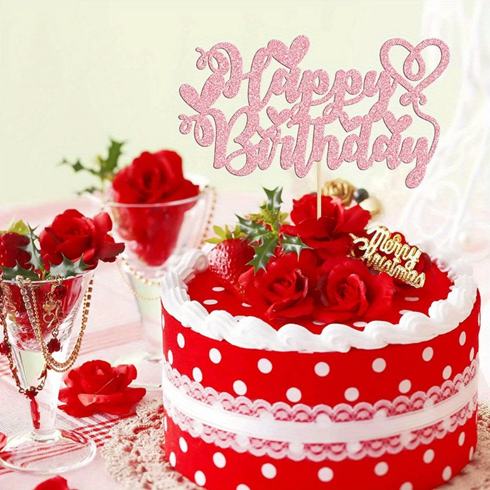 Love Heart Glitter Cake Topper Birthday Party