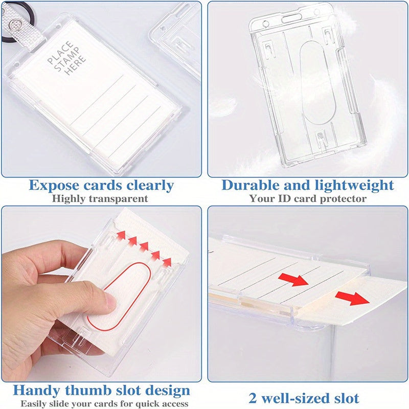Heavy Duty Transparent Card Holder Keychain Buckle Outdoor Camping Fishing
