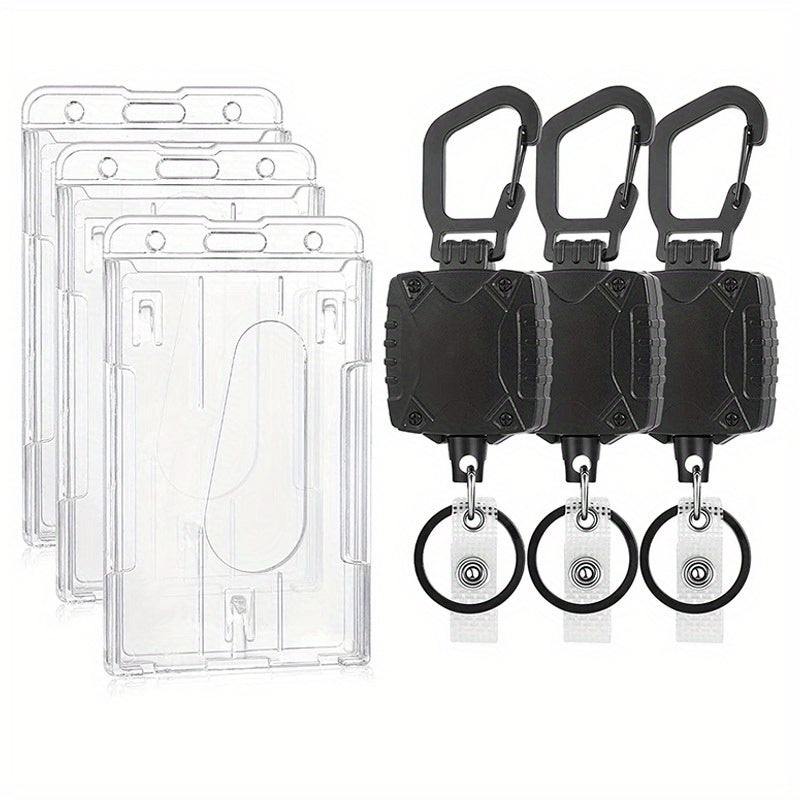 Heavy Duty Transparent Card Holder Keychain Buckle Outdoor Camping Fishing