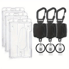 Heavy Duty Transparent Card Holder Keychain Buckle Outdoor Camping Fishing