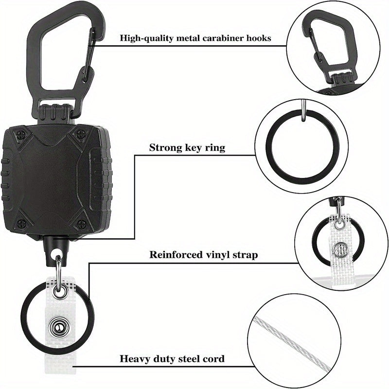 Heavy Duty Transparent Card Holder Keychain Buckle Outdoor Camping Fishing