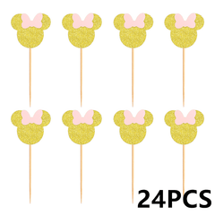 Mouse Cupcake Toppers with Pink Glitter for Wedding Birthday Party