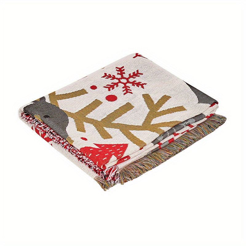 Christmas Tassel Blanket Sofa Blanket for Camping Picnic