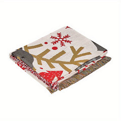 Christmas Tassel Blanket Sofa Blanket for Camping Picnic