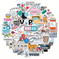 50pcs Cartoon Pharmacist Stickers for Laptops Mobile Phone