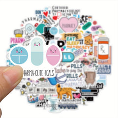 50pcs Cartoon Pharmacist Stickers for Laptops Mobile Phone