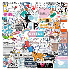 50pcs Cartoon Pharmacist Stickers for Laptops Mobile Phone
