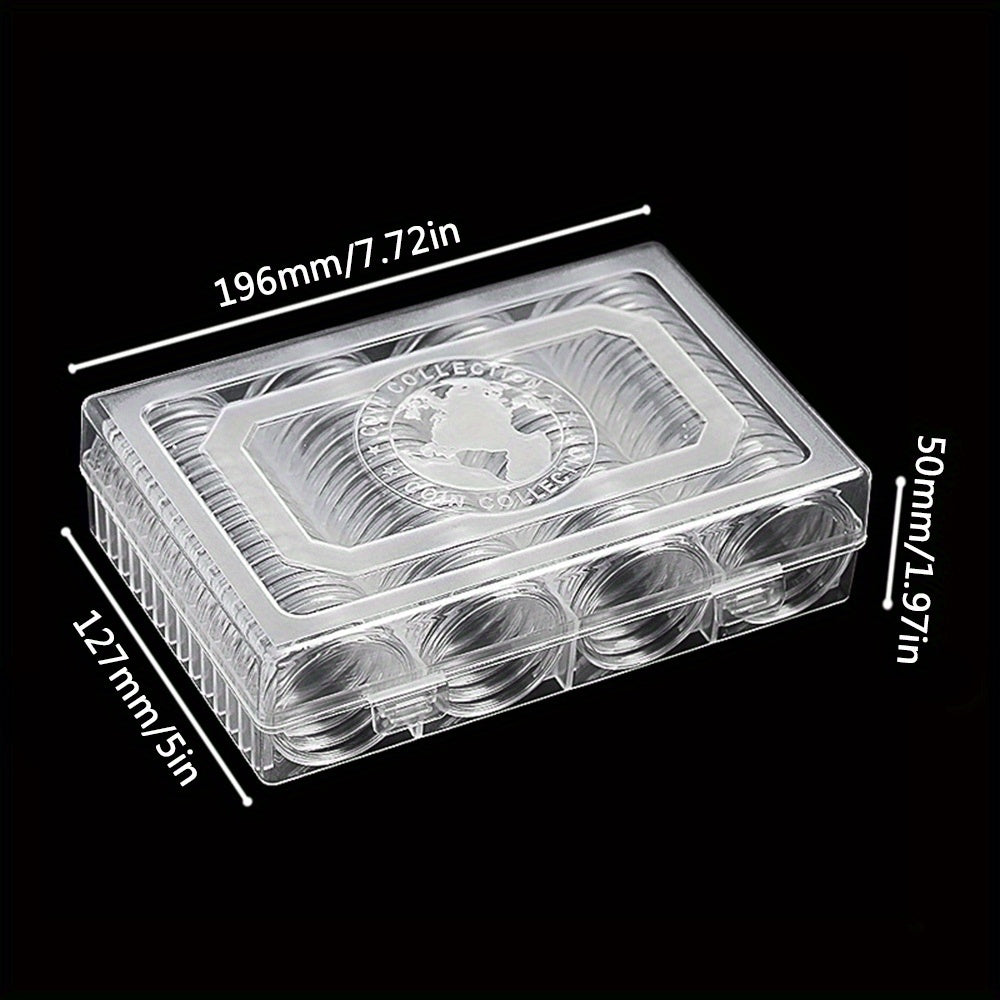60pcs 41mm Coin Holder Capsules in Silvery Storage Box