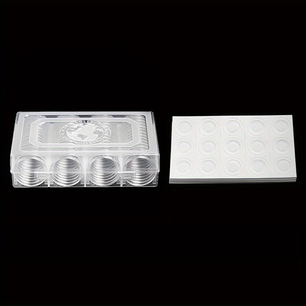 60pcs 41mm Coin Holder Capsules in Silvery Storage Box