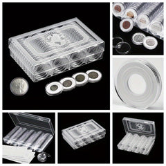 60pcs 41mm Coin Holder Capsules in Silvery Storage Box