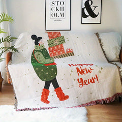 Outdoor Camping Christmas Decoration Tassel Blanket
