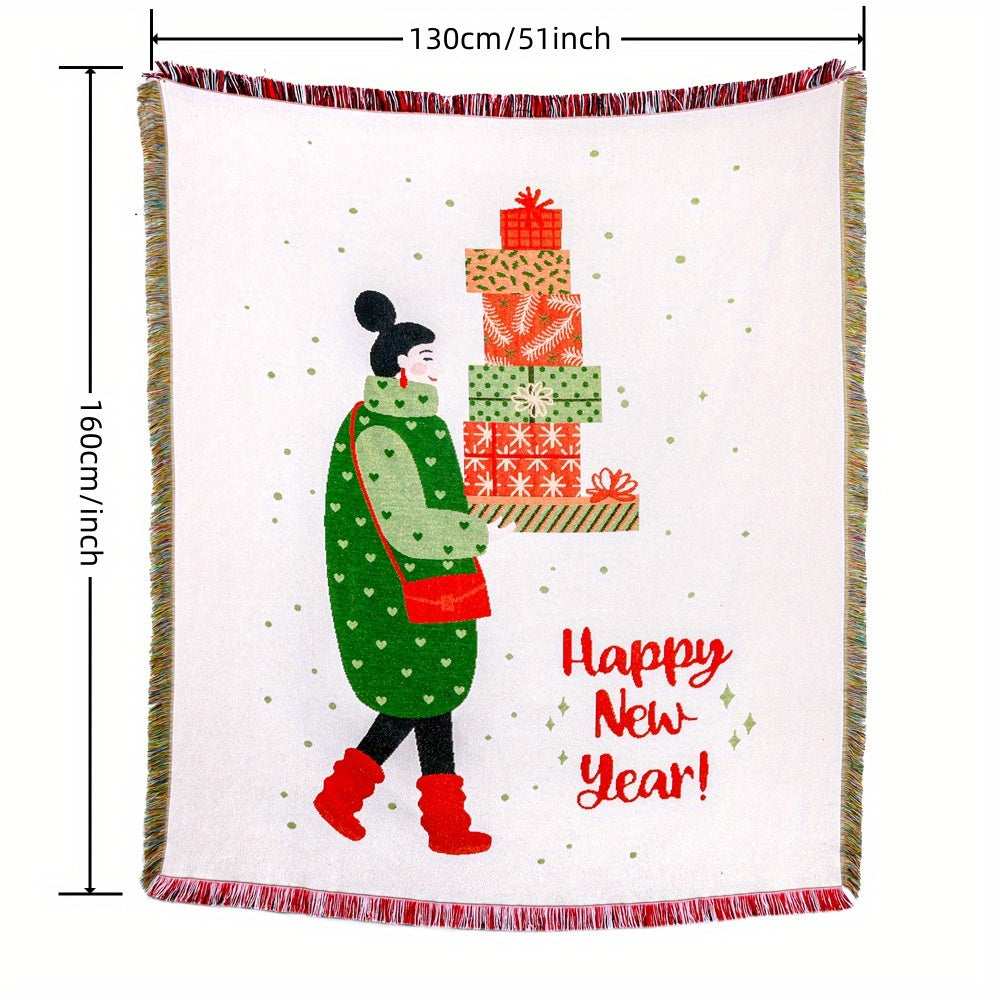 Outdoor Camping Christmas Decoration Tassel Blanket