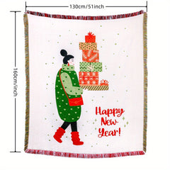 Outdoor Camping Christmas Decoration Tassel Blanket