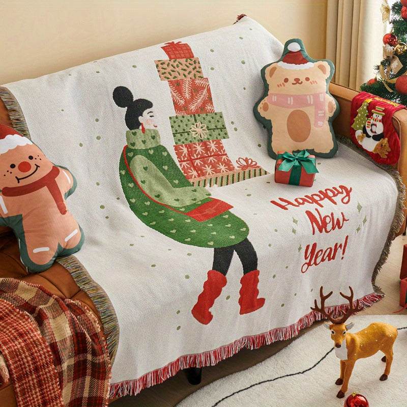 Outdoor Camping Christmas Decoration Tassel Blanket