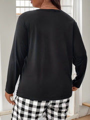 Santa Claus & Elk Graphic Long Sleeve Crew Neck Tee