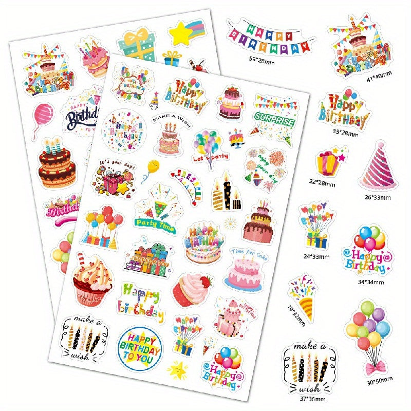 4pcs Happy Birthday Stickers Laser Glitter Cake Party Decoration