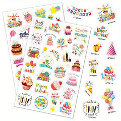 4pcs Happy Birthday Stickers Laser Glitter Cake Party Decoration