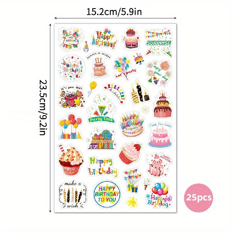 4pcs Happy Birthday Stickers Laser Glitter Cake Party Decoration