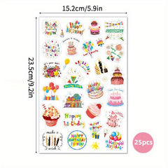4pcs Happy Birthday Stickers Laser Glitter Cake Party Decoration
