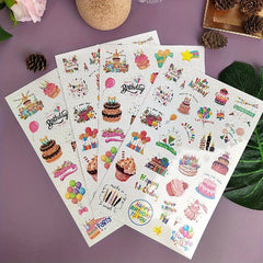 4pcs Happy Birthday Stickers Laser Glitter Cake Party Decoration