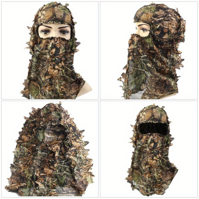 Ghillie Suit Mask Camouflage Leafy Hat 3D Full Face Mask Headwear Turkey Camo