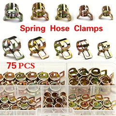 75pc Colorful Zinc Plated Elastic Hoop 6-22mm Pipe Clamp Repair Tool Set