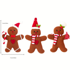 3pcs Gingerbread Man Pillow Christmas Tree Accessories Pendant