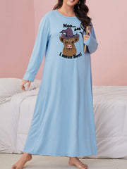 Halloween Nightdress Women's Witch Hat Cow & Bat Print Sleep Dress