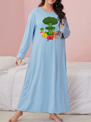 Nightdress Women's Plus Cartoon Vegetables Long Sleeve