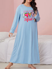 Plus Size Casual Nightdress Women's Plus Pencil Letter Print