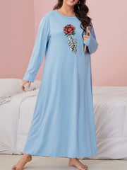Plus Size Gothic Nightdress Skeleton Hand & Rose Print Sleep Dress