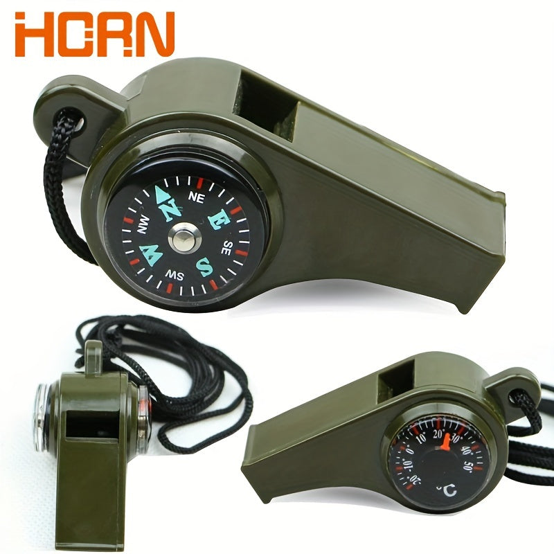 3 In 1 Emergency Survival Whistle Compass Thermometer Outdoor Sports Camping