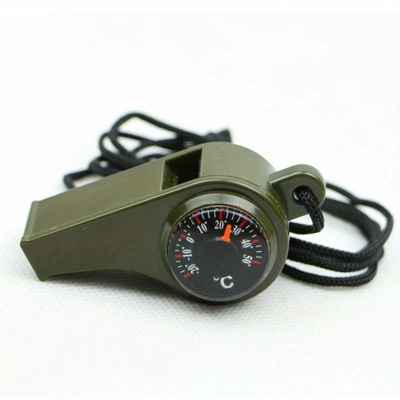3 In 1 Emergency Survival Whistle Compass Thermometer Outdoor Sports Camping