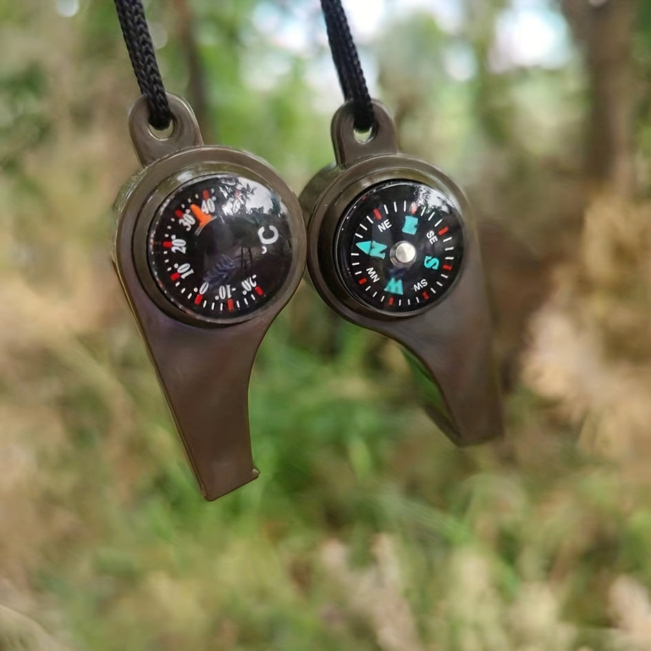 3 In 1 Emergency Survival Whistle Compass Thermometer Outdoor Sports Camping