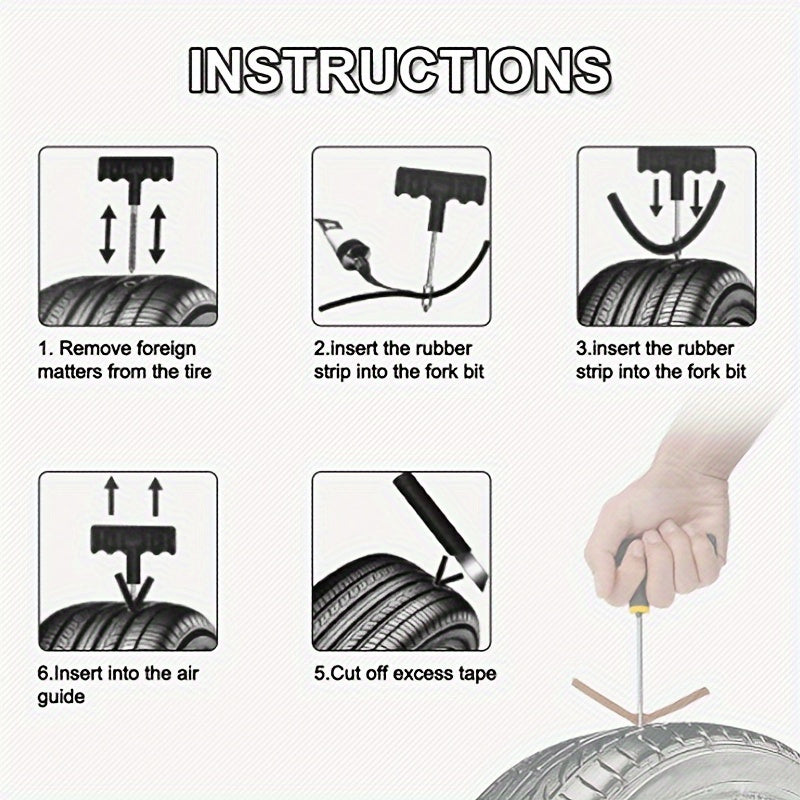 Portable Tire Repair Tool Kit for Cars & Motorcycles