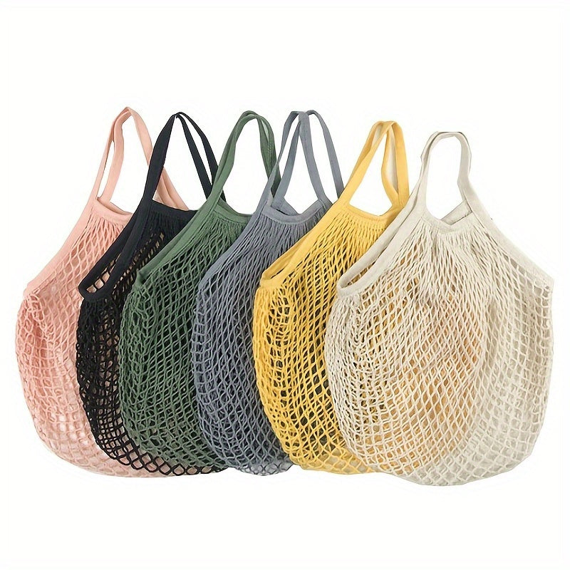 Reusable Mesh Grocery Bag with Shoulder Strap for Fruit and Vegetable Shopping