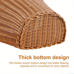 Woven Bike Basket D Shaped Front Basket With 2 Leather Straps