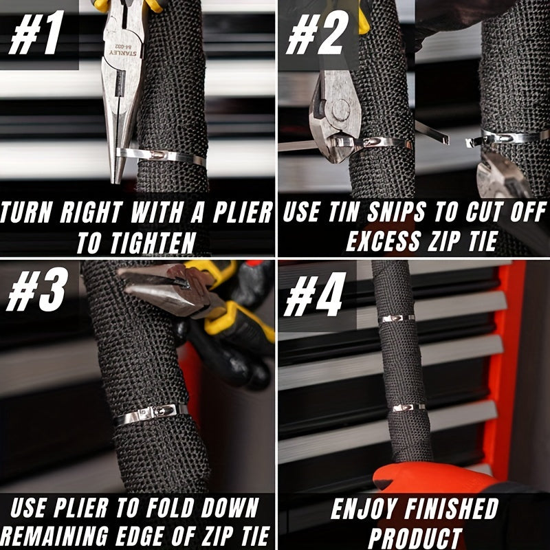 100pcs Stainless Steel Zip Ties Heavy Duty Cable Ties